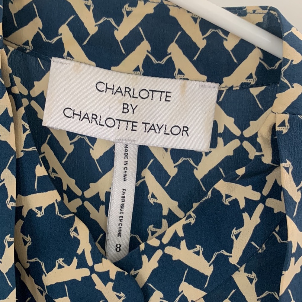Charlotte Taylor from Anthropologie grasshopper print sleeveless silk top - Picture 2 of 9